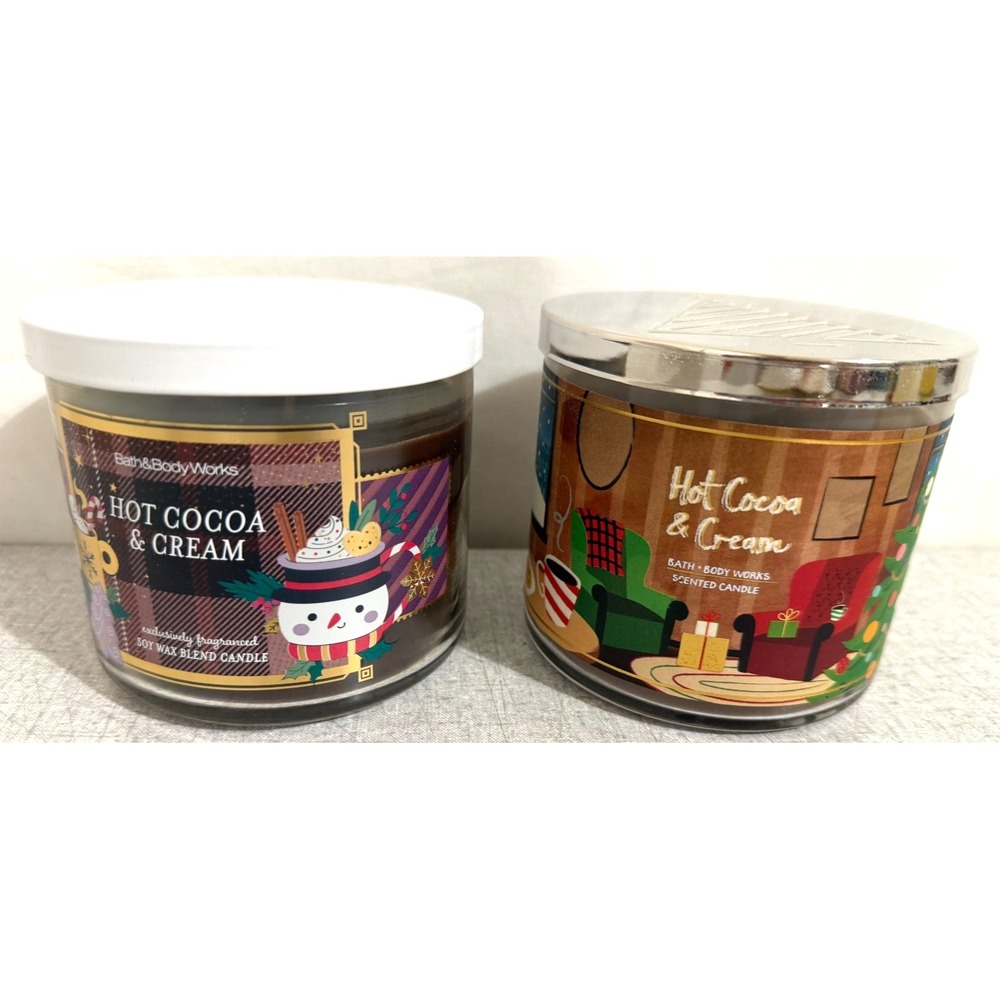 Bath and Body Works Hot Cocoa & Cream 3-Wick Candle Set of 2